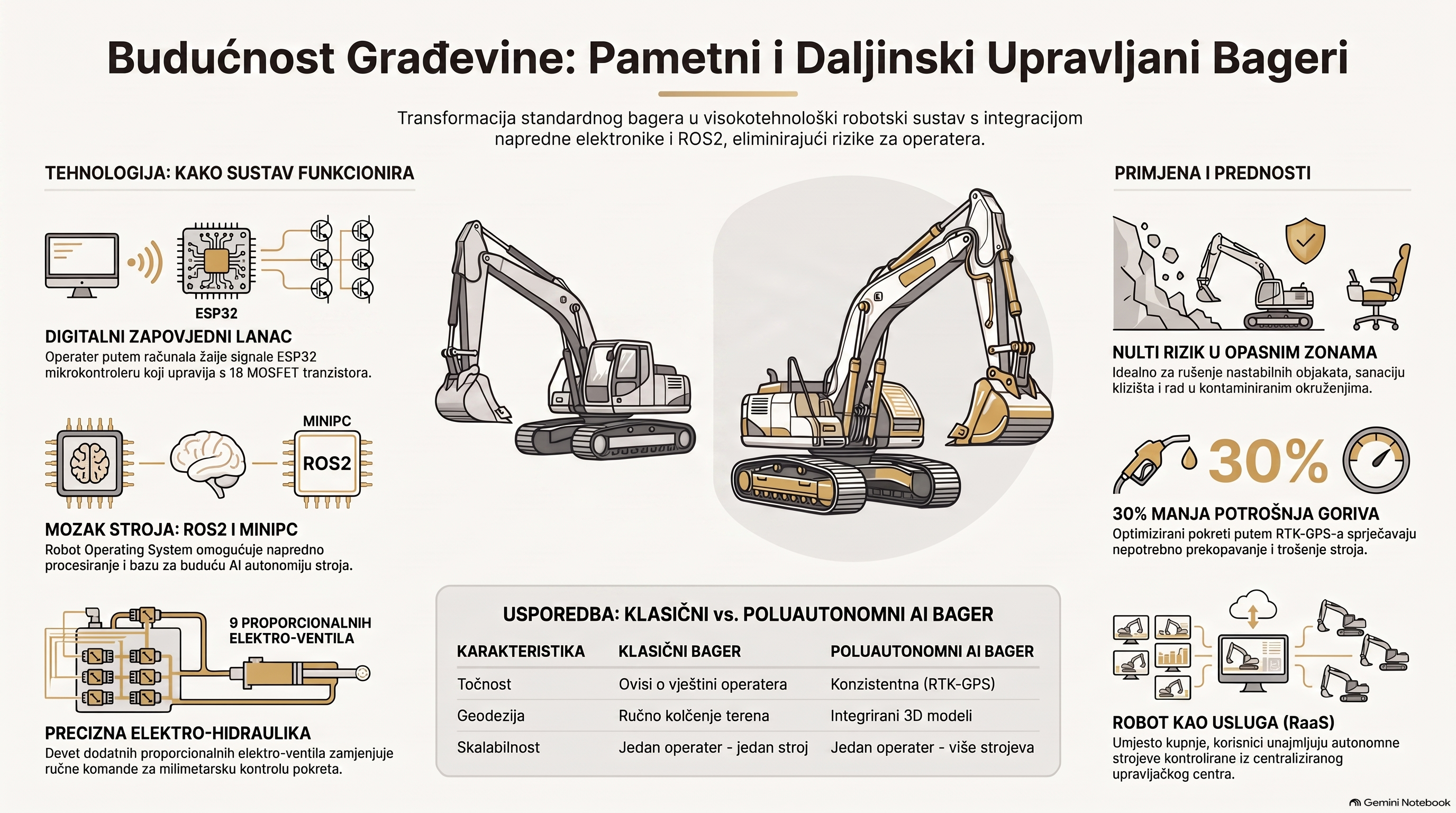 Budućnost Građevine: Pametni i Daljinski Upravljani Bageri - Infografika